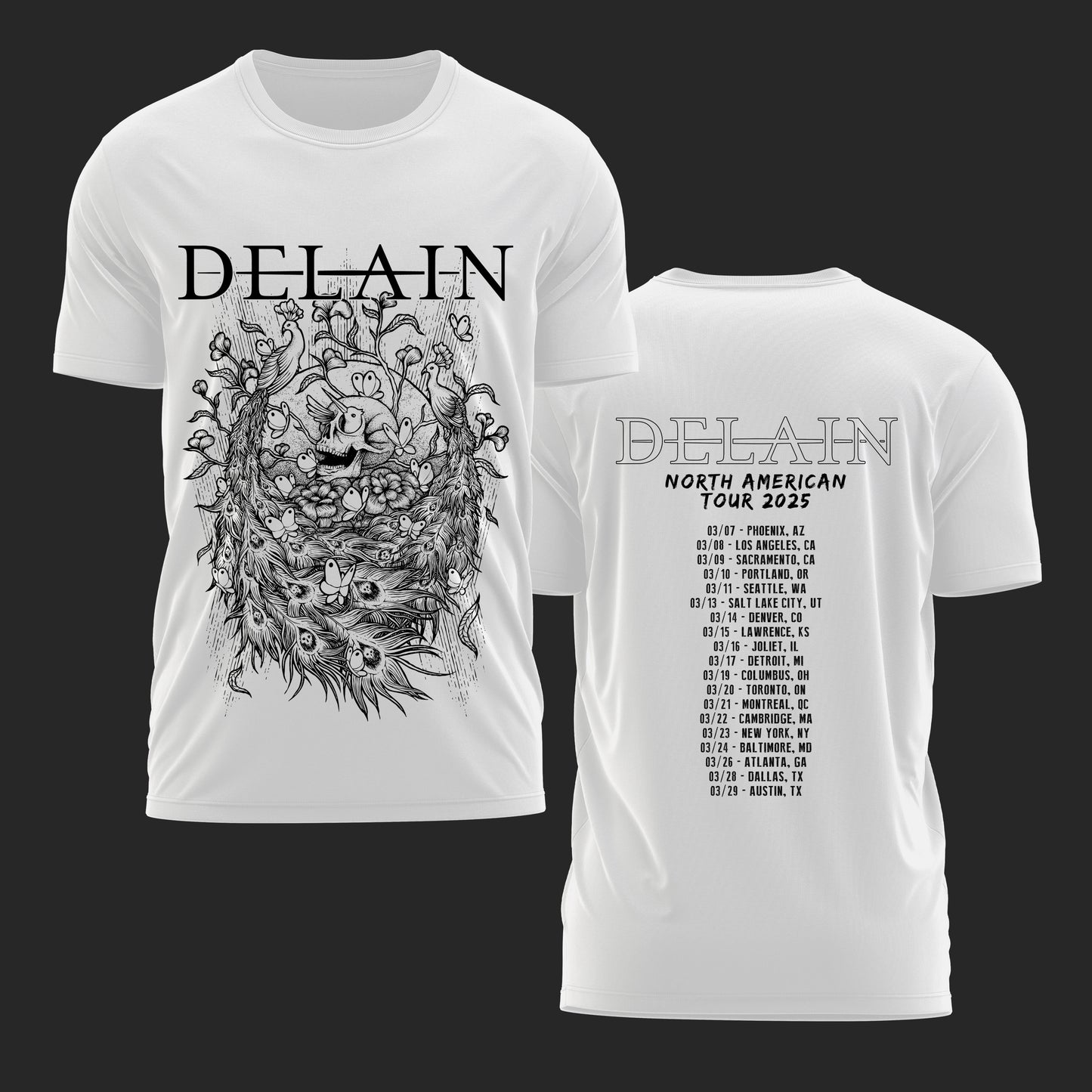 Peacocks White 2025 North American Tour T-Shirt